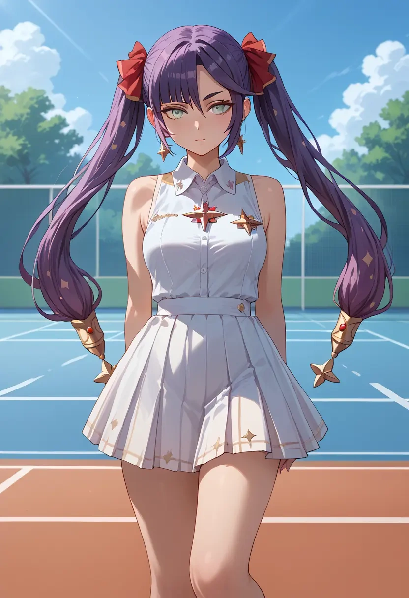 genshin impact,mona_(genshin_impact),tennis skirt  - 