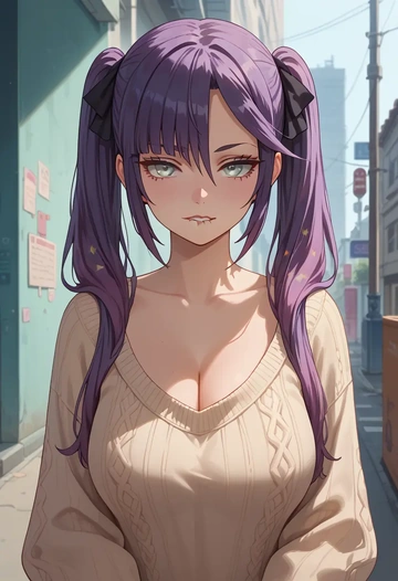 genshin impact,mona_(genshin_impact),sweater  - AI generated anime art