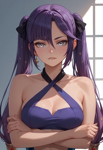 genshin impact,mona_(genshin_impact),halter top,track pants  - AI generated anime art