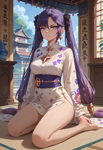 genshin impact,mona_(genshin_impact),silk graffiti shirt,dolphin shorts  - AI generated anime art