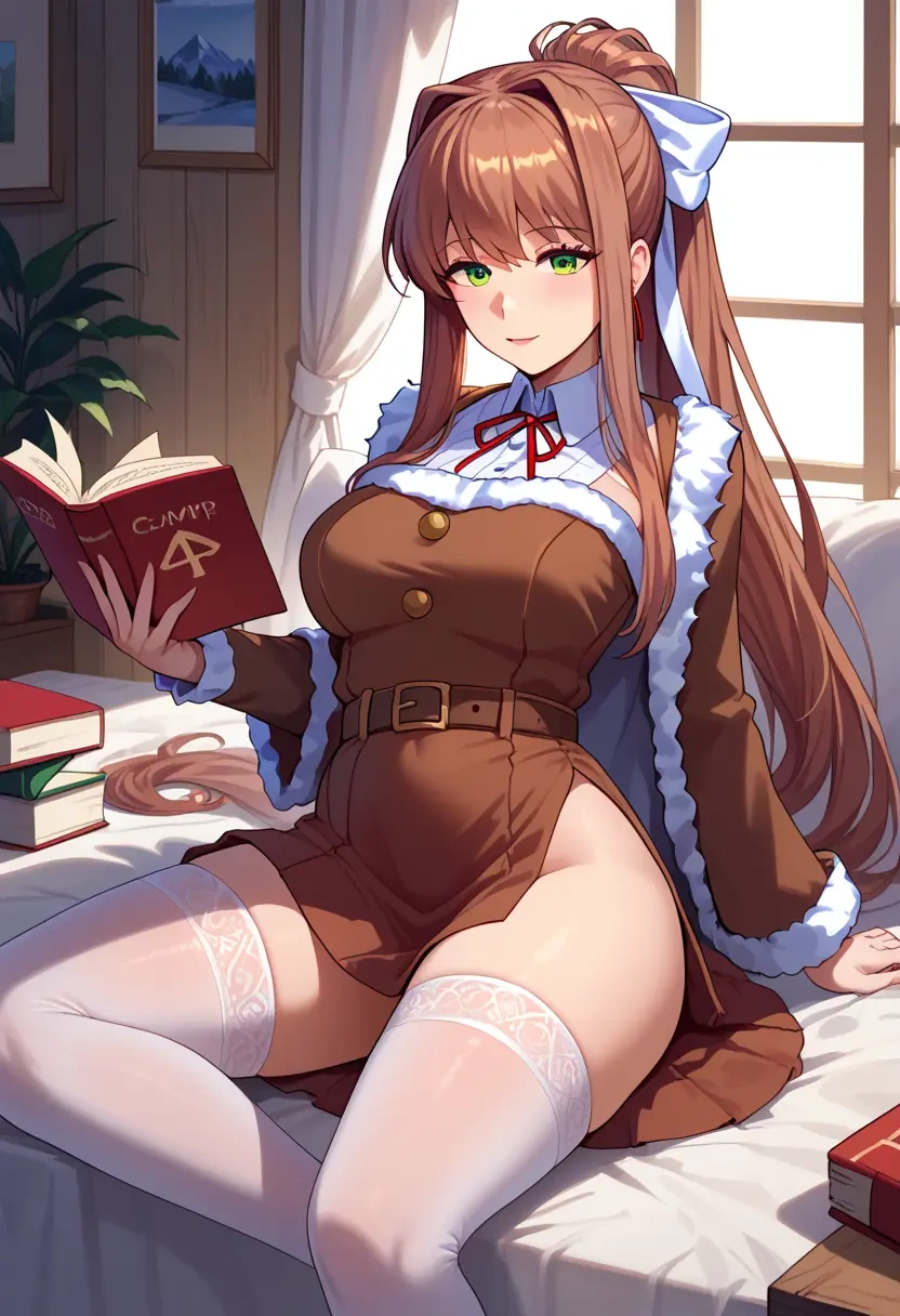 doki_doki_literature_club,monika_(doki_doki_literature_club),Christmas,sexy, stockings,  - 