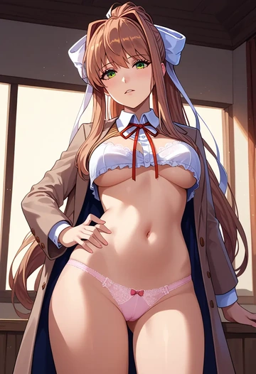 doki_doki_literature_club,monika_(doki_doki_literature_club),lingerie  - AI generated anime art