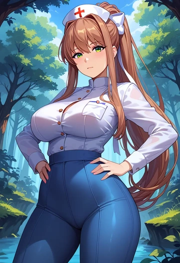 doki_doki_literature_club,monika_(doki_doki_literature_club),nurse  - AI generated anime art