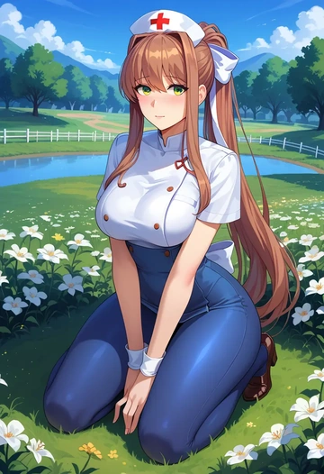 doki_doki_literature_club,monika_(doki_doki_literature_club),nurse  - AI generated anime art