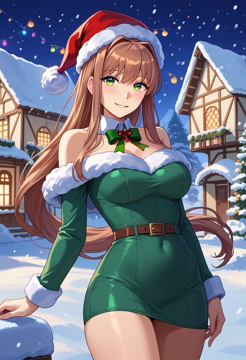 doki_doki_literature_club,monika_(doki_doki_literature_club),Christmas,dress  - 