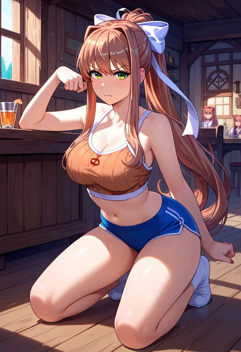 doki_doki_literature_club,monika_(doki_doki_literature_club),tankini top,board shorts  - 