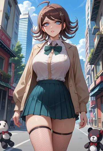 danganronpa_(series),monokuma,mini skirt, stockings  - AI generated anime art