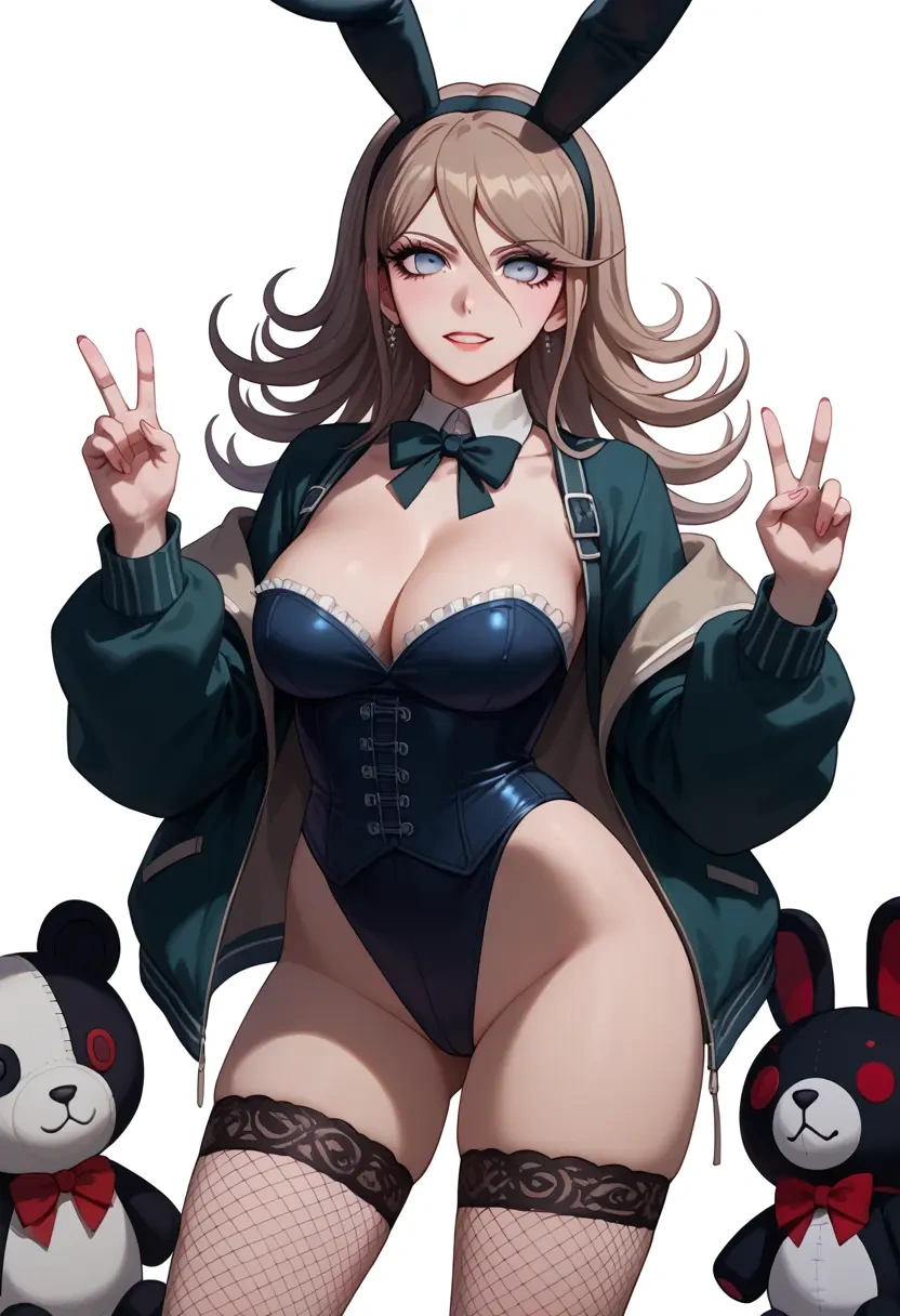 danganronpa_(series),monokuma,bunny girl, sexy,stockings  - 