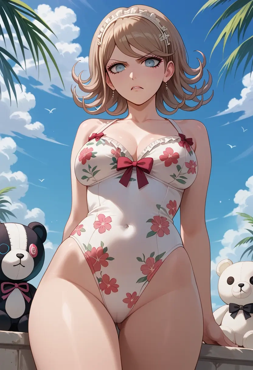 danganronpa_(series),monokuma,swimsuit,floral print  - 