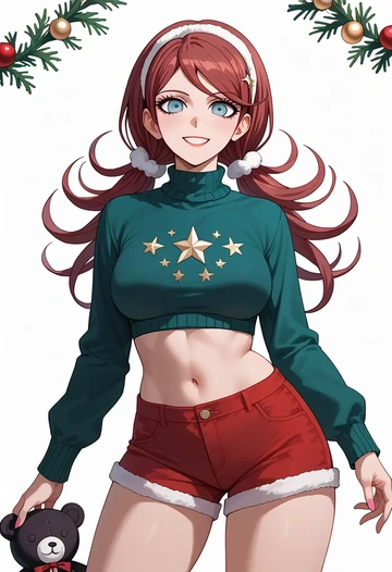 danganronpa_(series),monokuma,Christmas,red velvet shorts  - AI generated anime art