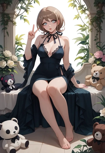 danganronpa_(series),monokuma,nightdress  - AI generated anime art