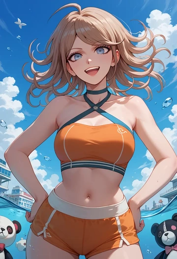 danganronpa_(series),monokuma,halter top,track pants  - AI generated anime art