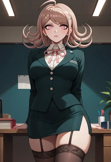 danganronpa_(series),monomi_(danganronpa),secretary, stockings  - AI generated anime art