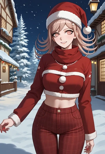 danganronpa_(series),monomi_(danganronpa),Christmas,plaid trousers  - AI generated anime art