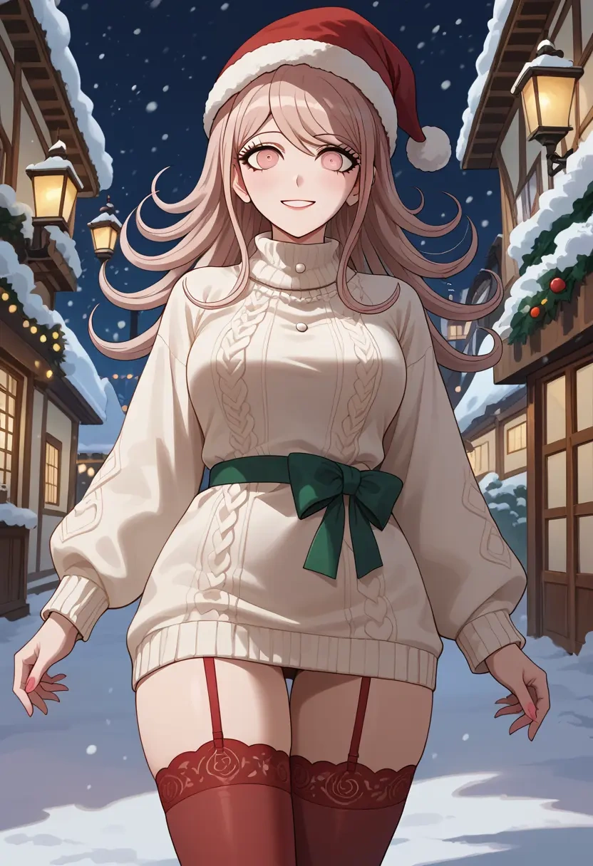 danganronpa_(series),monomi_(danganronpa),Christmas,sweater dress,stockings  - 