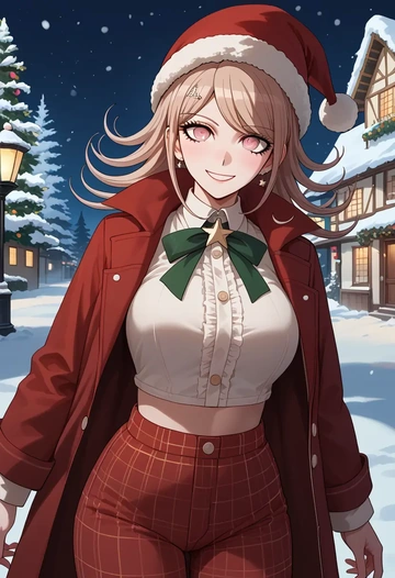 danganronpa_(series),monomi_(danganronpa),Christmas,plaid trousers  - AI generated anime art