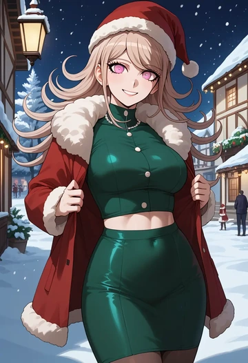 danganronpa_(series),monomi_(danganronpa),Christmas,dress  - AI generated anime art