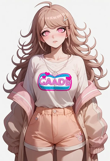 danganronpa_(series),monomi_(danganronpa),graphic tee,shorts,sneakers  - AI generated anime art