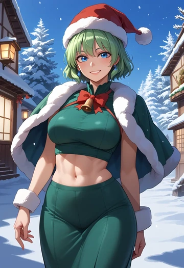 touhou,mononobe_no_futo,Christmas,dress  - AI generated anime art