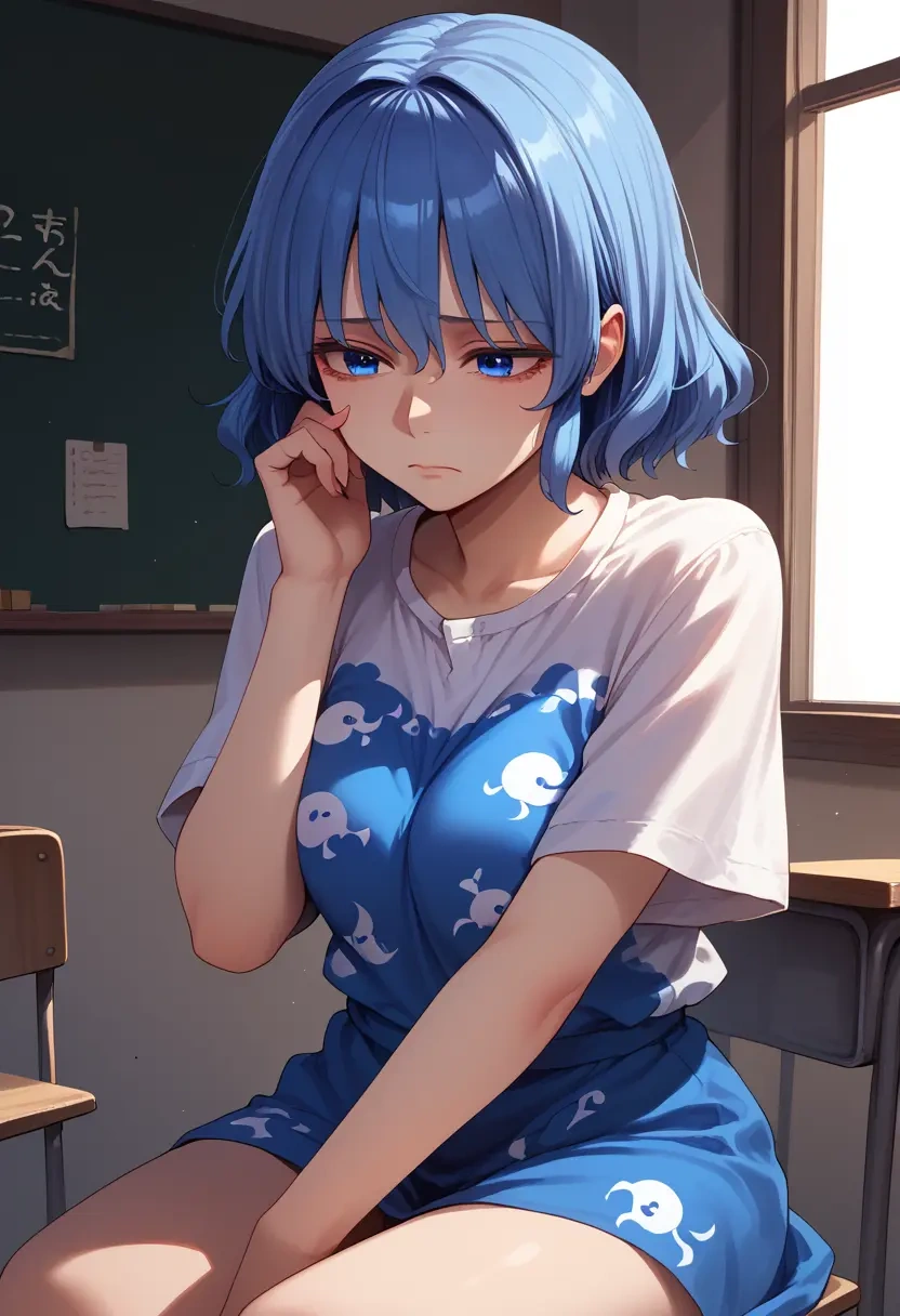 touhou,mononobe_no_futo,handwritten script shirt,dolphin shorts  - 