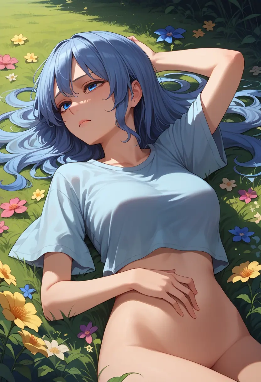 touhou,mononobe_no_futo,crop graffiti tee,dolphin shorts  - 