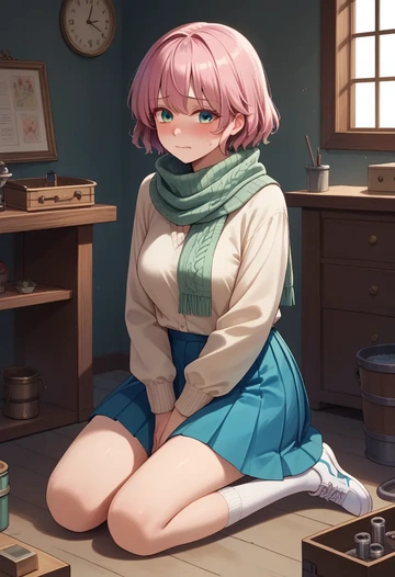 touhou,mononobe_no_futo,spring,student uniform,knit sweater  - AI generated anime art