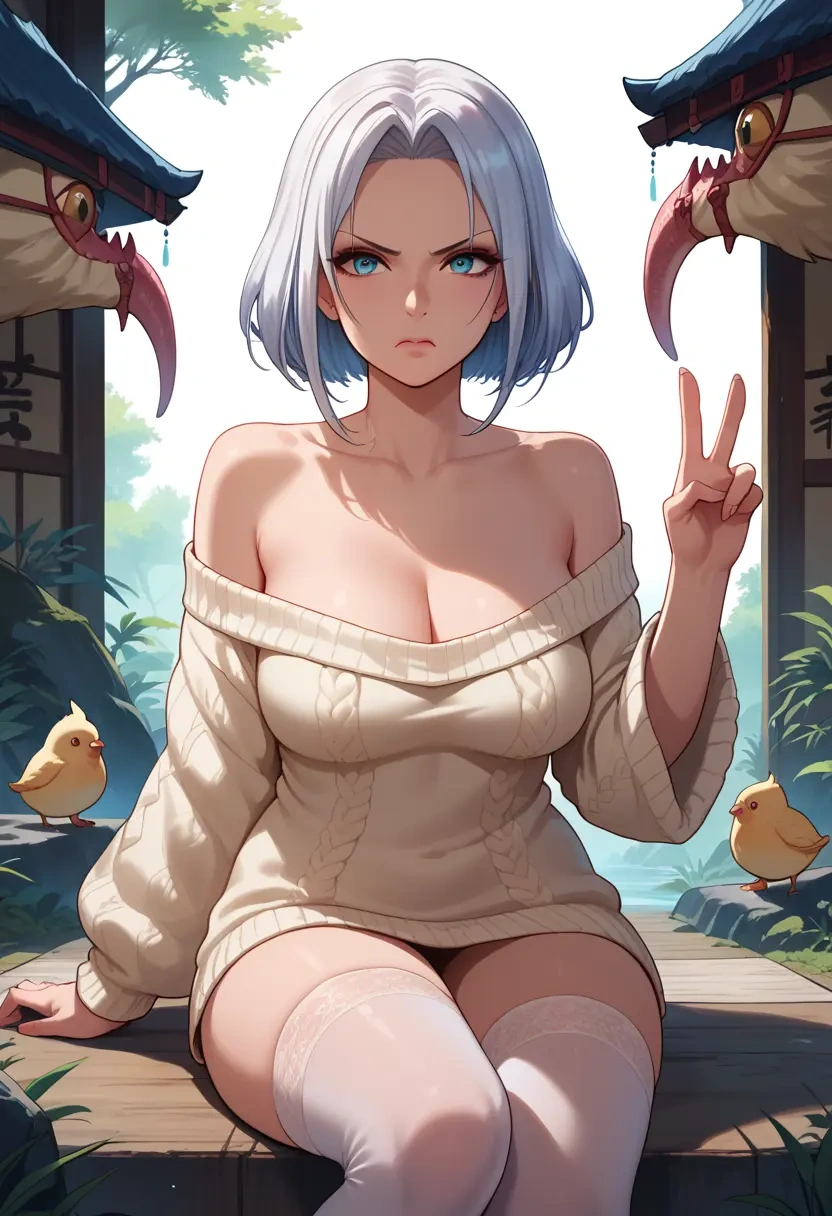 monster_hunter_(series),monster_hunter_(character),off-shoulder,sweater  - 