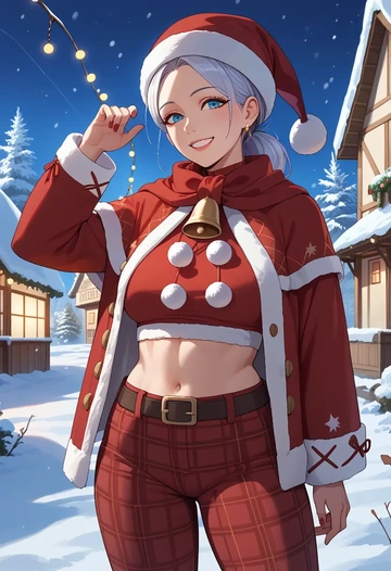 monster_hunter_(series),monster_hunter_(character),Christmas,plaid trousers  - AI generated anime art