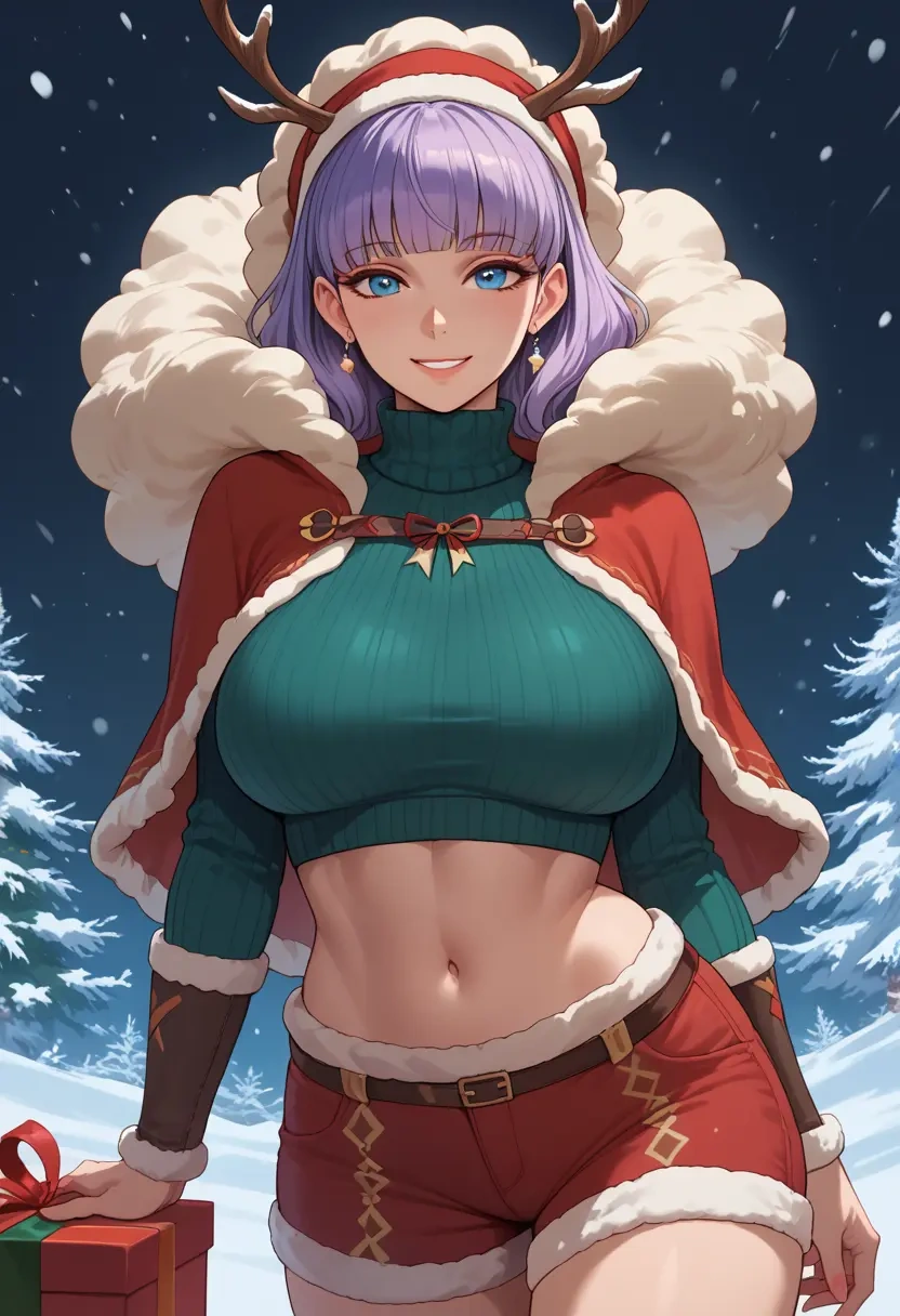 monster_hunter_(series),monster_hunter_(character),Christmas,red velvet shorts,turtleneck sweater  - 