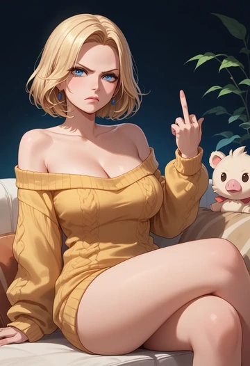 final_fantasy,moogle,off-shoulder,sweater  - AI generated anime art