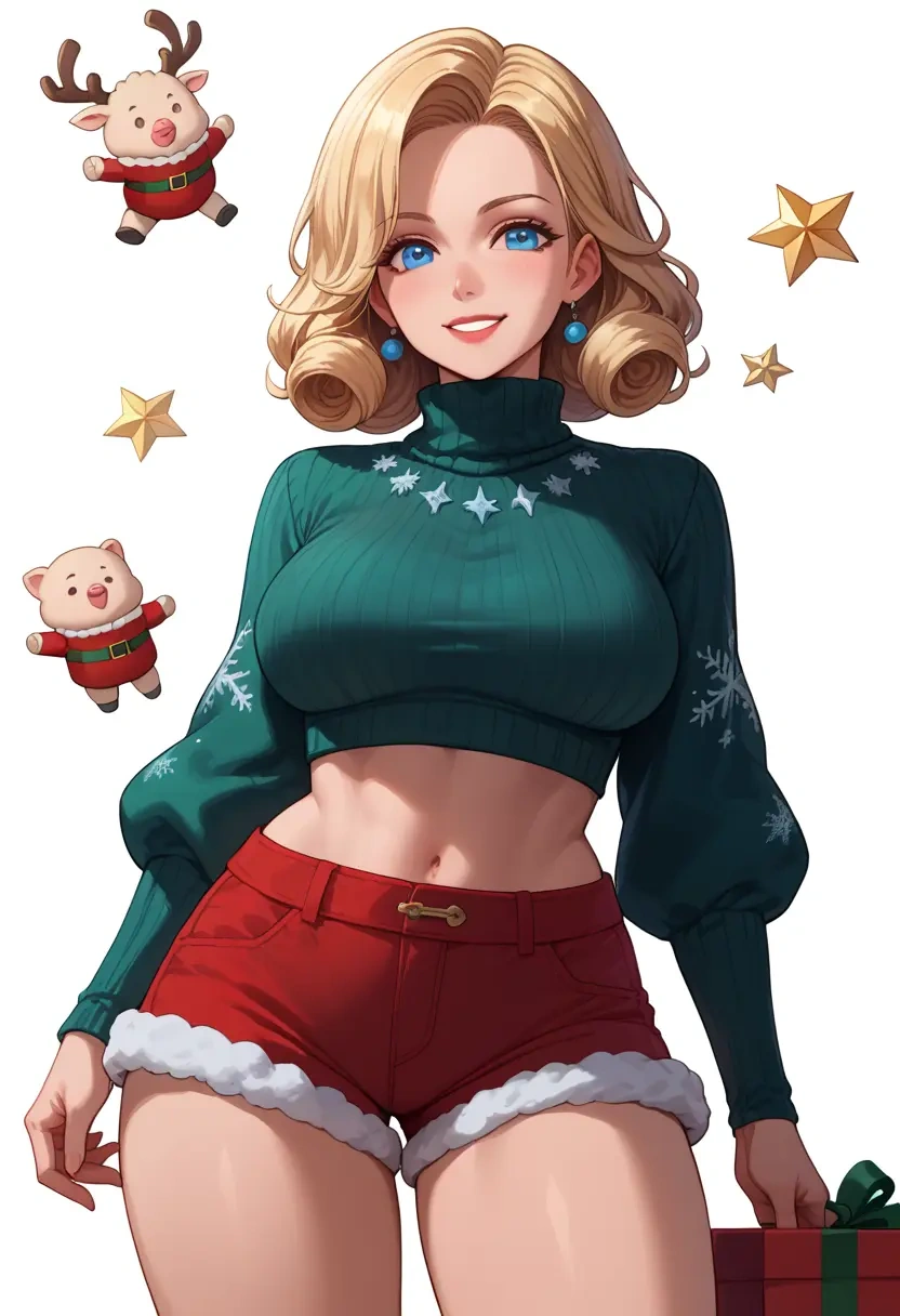 final_fantasy,moogle,Christmas,red velvet shorts,turtleneck sweater  - 