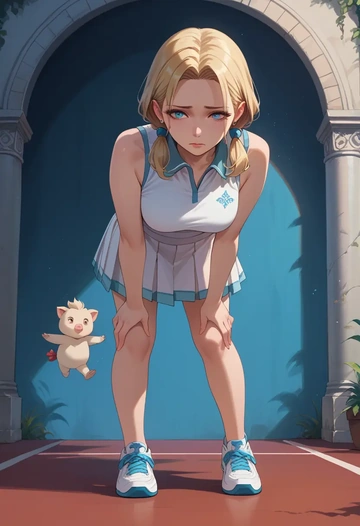 final_fantasy,moogle,tennis skirt  - AI generated anime art