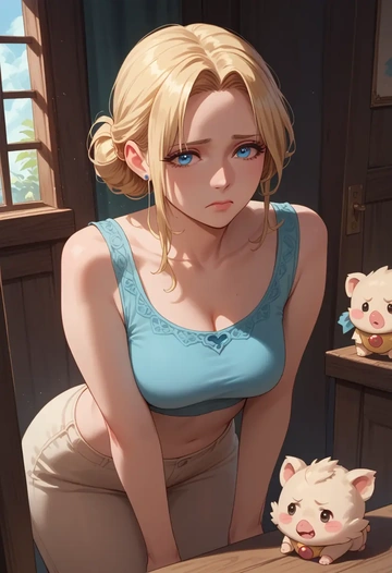 final_fantasy,moogle,crop top,loose joggers,headset  - AI generated anime art