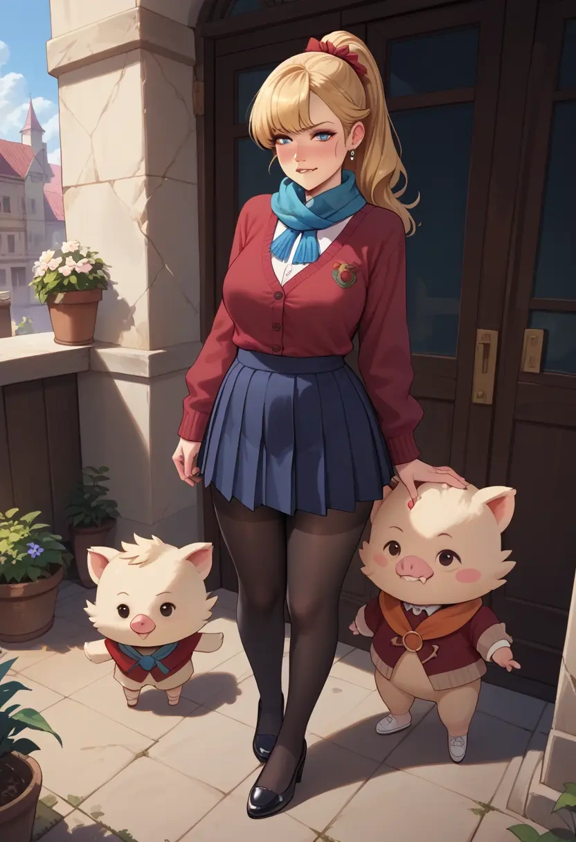 final_fantasy,moogle,winter,student uniform,cardigan  - 