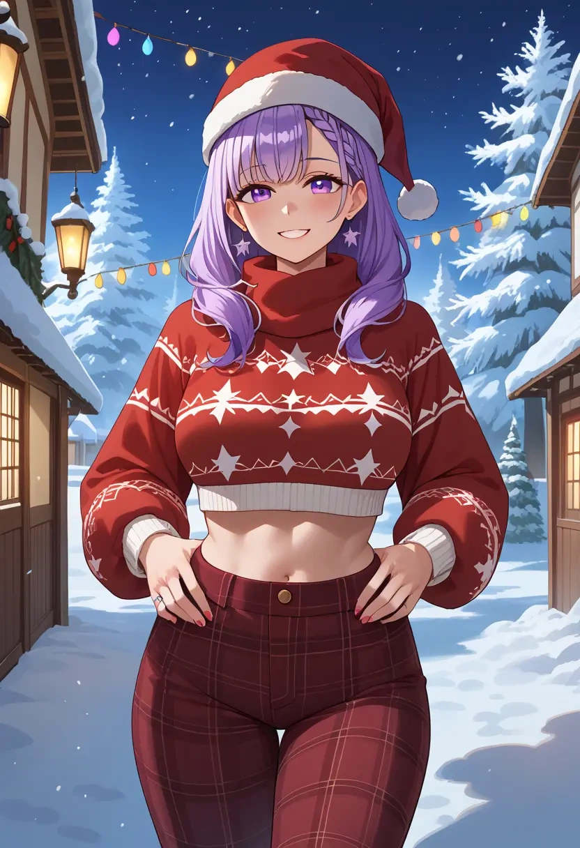 hololive,moona_hoshinova,Christmas,plaid trousers  - 