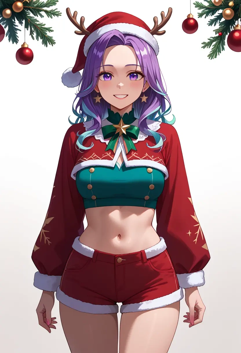 hololive,moona_hoshinova,Christmas,red velvet shorts  - 