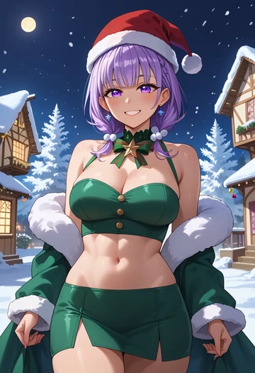 hololive,moona_hoshinova,Christmas,dress  - AI generated anime art