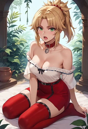 fate_(series),mordred_(fate),collar,oversized,Thigh garters  - AI generated anime art