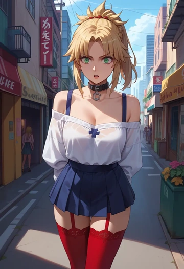 fate_(series),mordred_(fate),collar,oversized,Thigh garters  - AI generated anime art