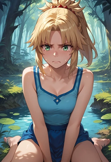 fate_(series),mordred_(fate),abstract print tank,dolphin shorts  - AI generated anime art