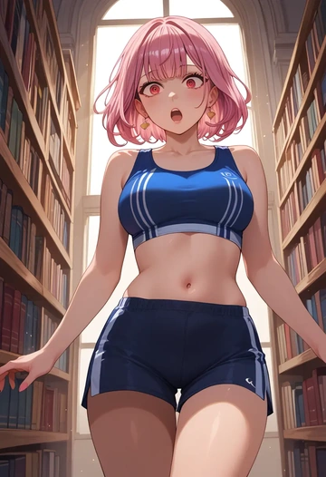 hololive,mori_calliope,athletic,shorts,sexy  - AI generated anime art