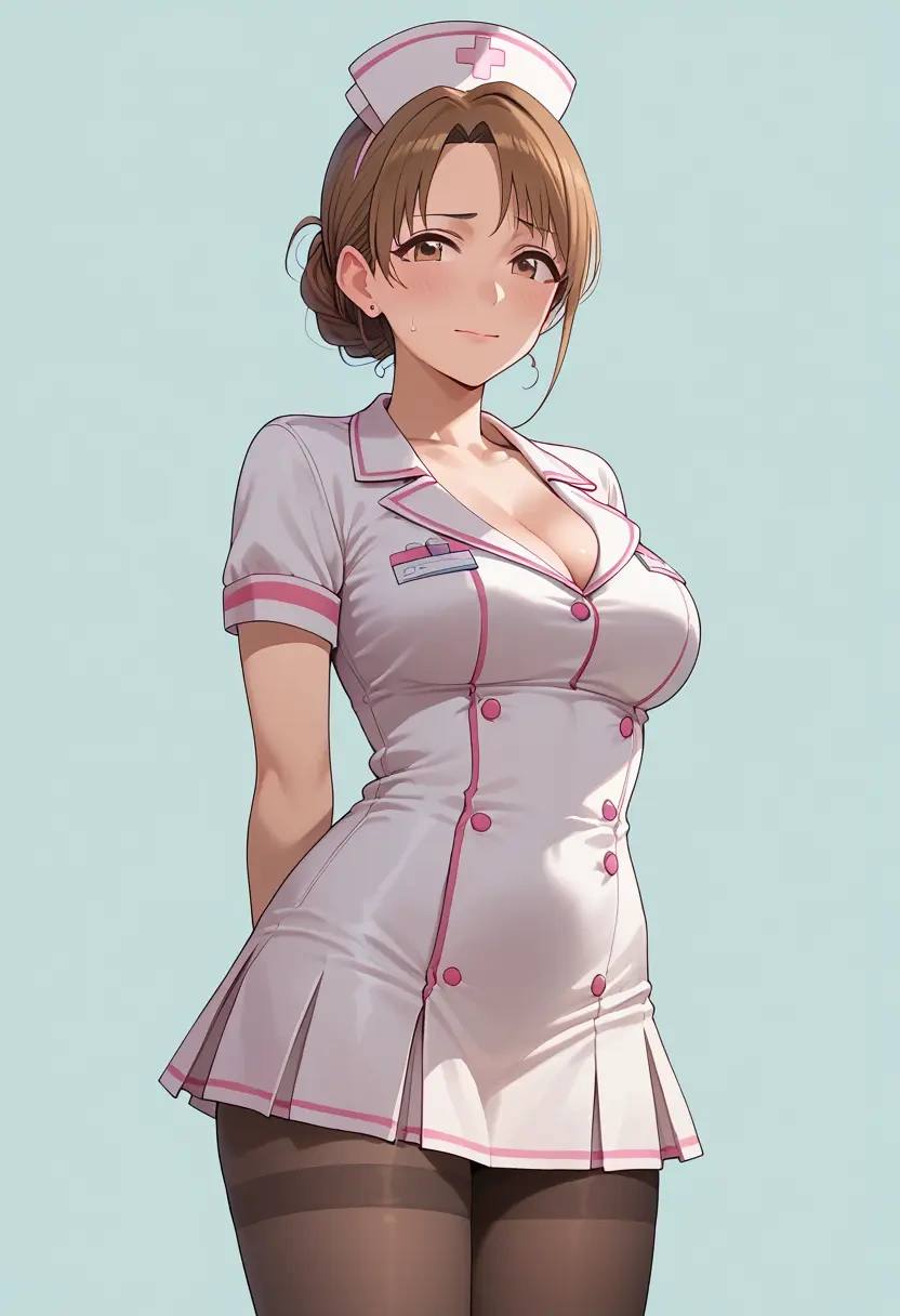 idolmaster,morikubo_nono,nurse, pantyhose,mini skirt  - 