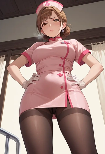 idolmaster,morikubo_nono,nurse pantyhose,mini skirt, sexy  - AI generated anime art