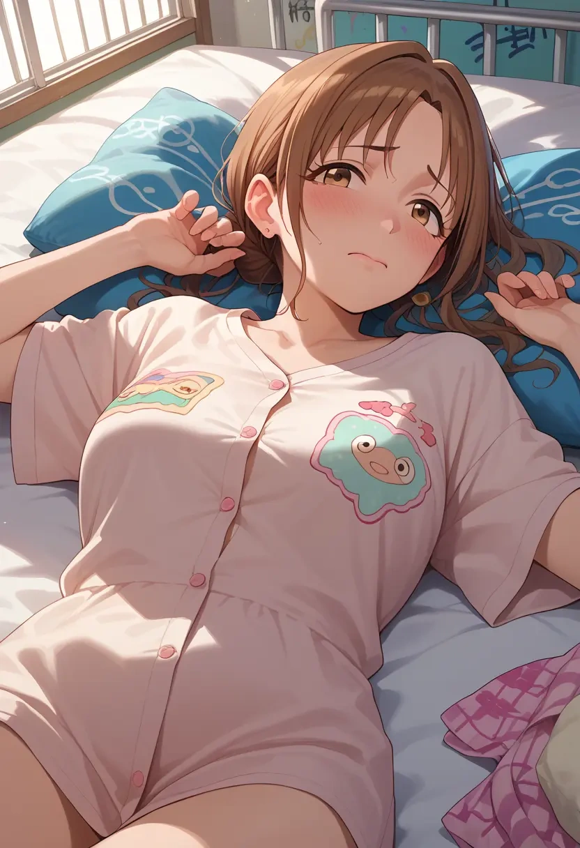 idolmaster,morikubo_nono,oversized graffiti shirt,dolphin shorts  - 