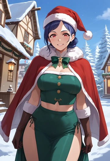 idolmaster,morino_rinze,Christmas,dress  - AI generated anime art