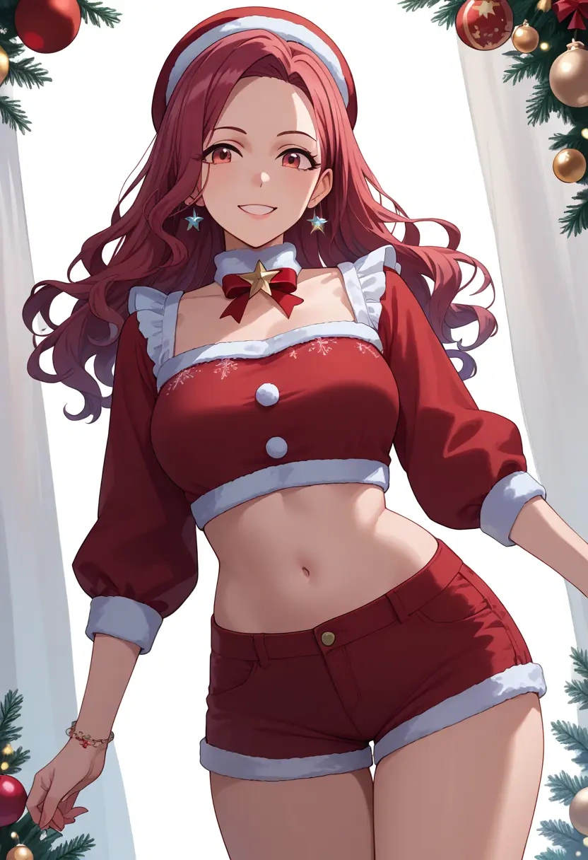 idolmaster,morino_rinze,Christmas,red velvet shorts  - 