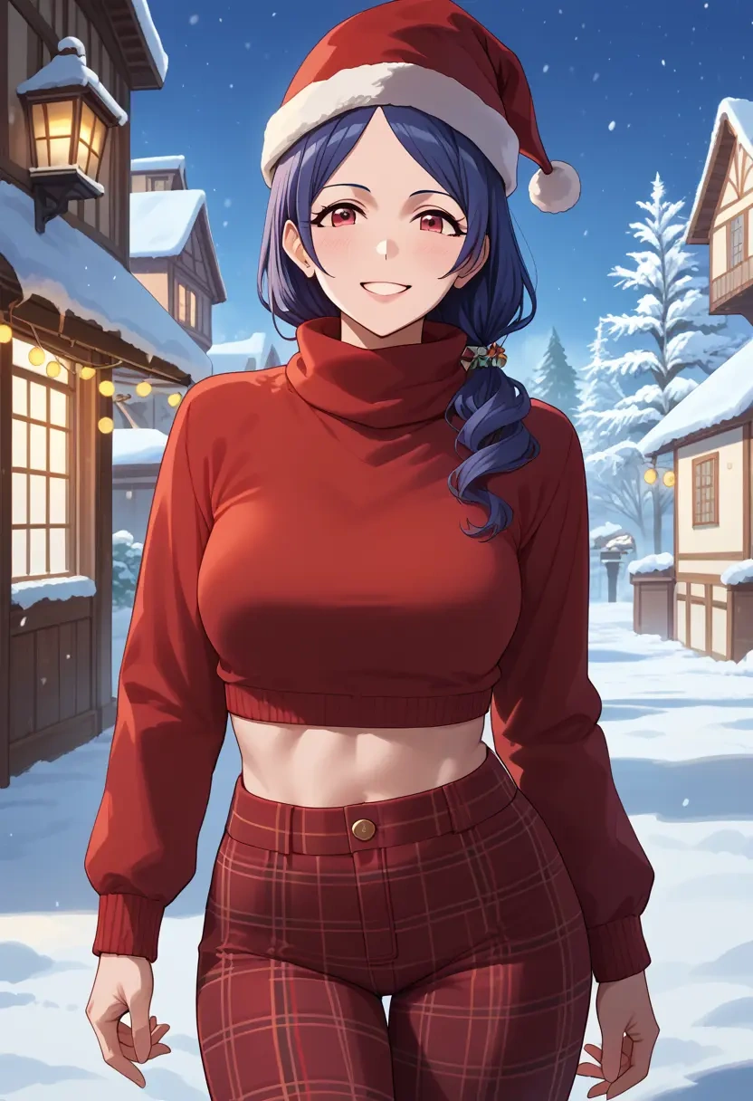 idolmaster,morino_rinze,Christmas,plaid trousers  - 