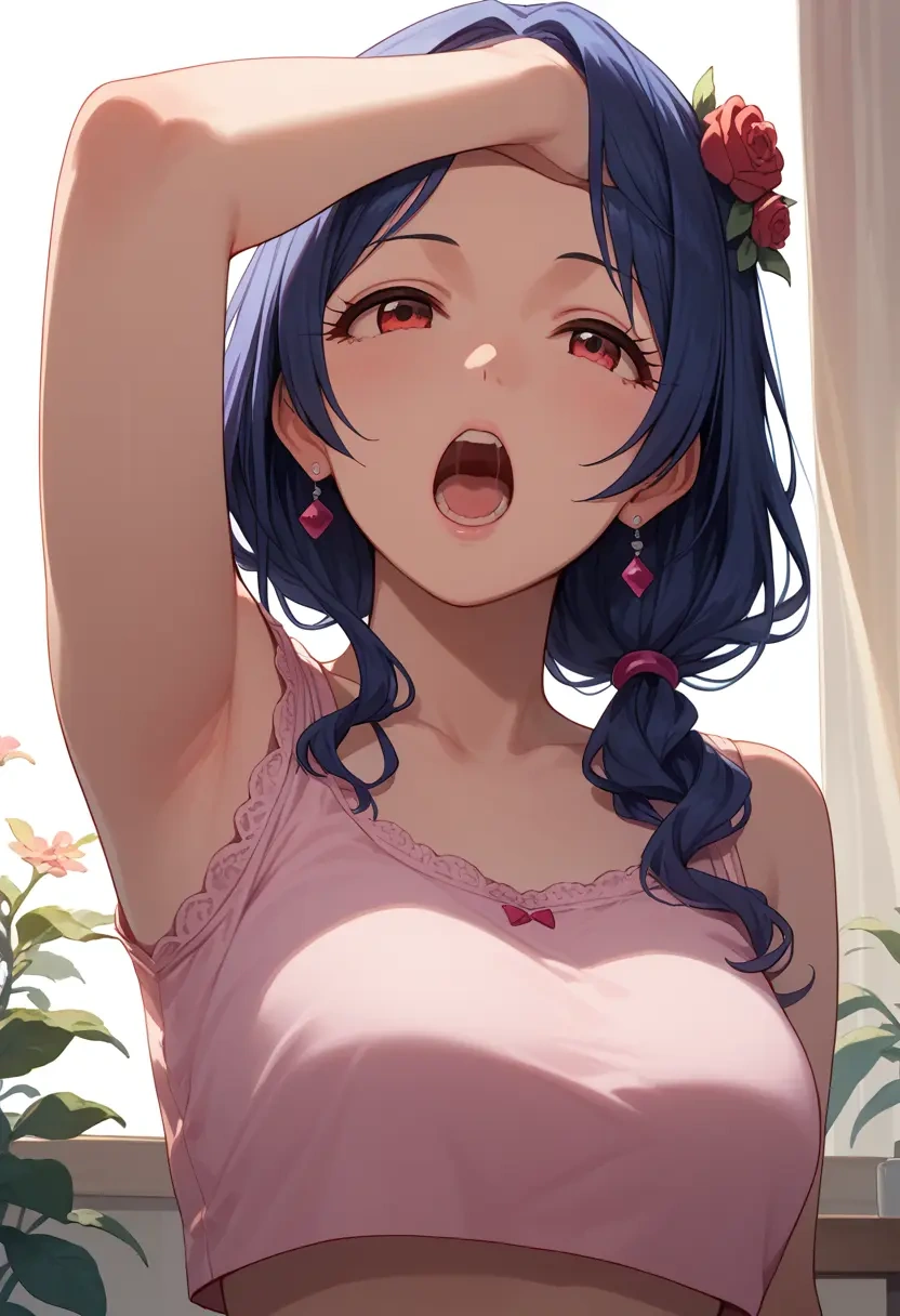 idolmaster,morino_rinze,crop top,loose joggers,headset  - 