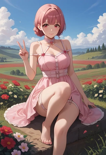 idolmaster,morino_rinze,silk slip dress  - AI generated anime art