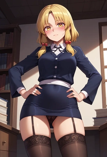 touhou,moriya_suwako,secretary, stockings  - AI generated anime art